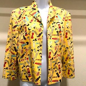 NOUVEAUX Fun & Flirty Asian Inspired Print Jacket - Size 14 - $28